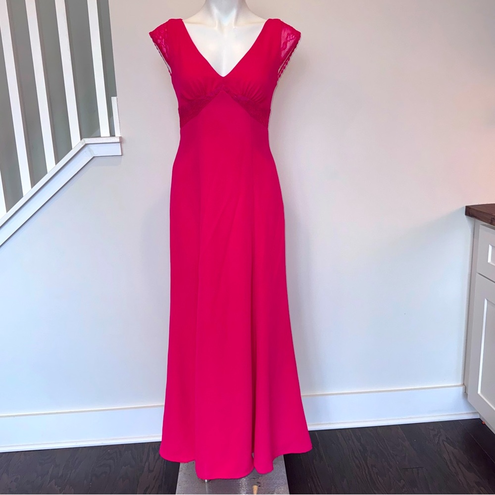 Max & Cleo Maxi Lace Inlay Cap sleeve Pink Dress